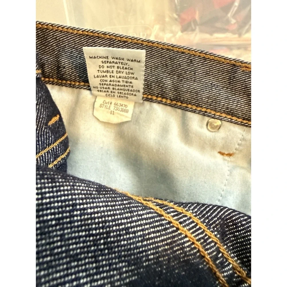 90s Arizona Jeans Dark Indigo Raw Denim Short Sz 11 Gloss Finish High Rise Retro